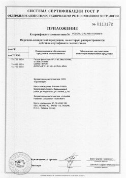 2019.11.16 Новокубанск - Приложение к сертификату Изделия крепежные из металла, торговая марка Tech-KREP. Серийный выпуск